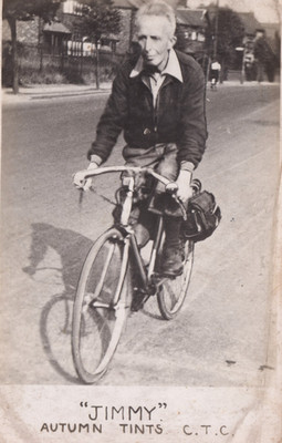 1937 RPPC Foto Mann Jimmy CTC Radfahrer Touring Club Fahrrad Lancashire Link