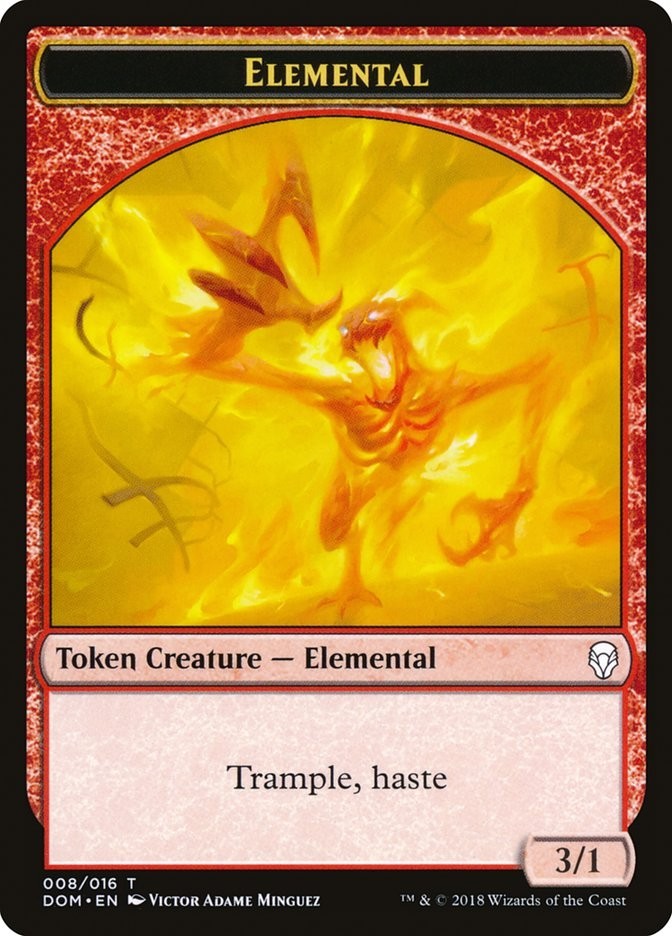 Elemental Token - #8 - (3/1 trample, haste) - Dominaria - NM MTG