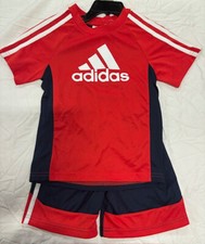 Adidas Boys 2PC T-Shirt  Short Set RED/WHITE/NAVY 4T NWT