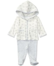  55 NWT Ralph Lauren Unisex Printed Footed Teddy Bear Hoodie Set Baby 6M pau1521