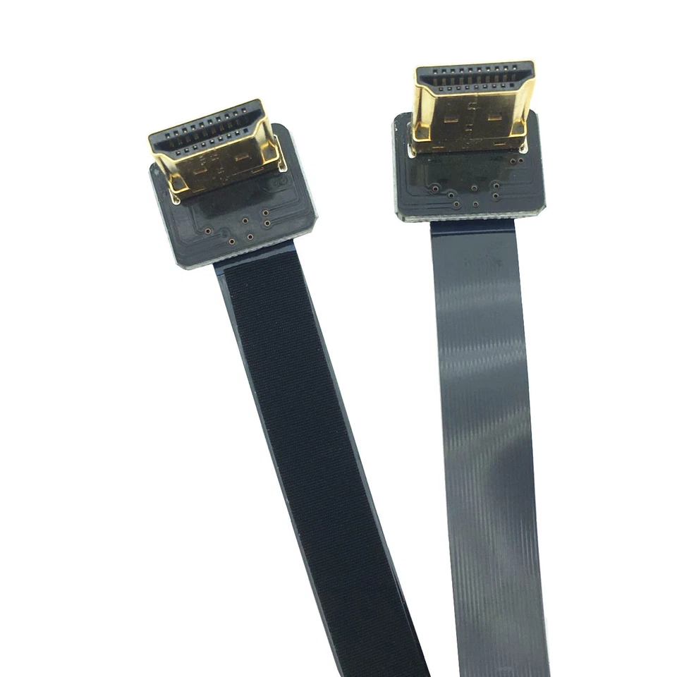 FPV 90 Degree Dual Down Angled HDMI Type A Male to Male HDTV FPC Flat Cable 20cm - Image 2 of 4