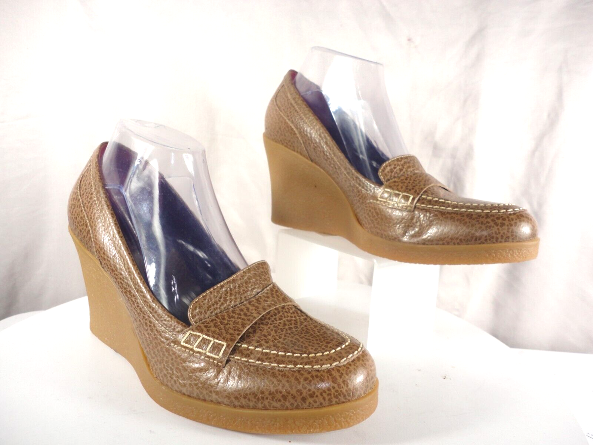 Via Spiga Wedge Heels Leather Beige Taupe Women's dress shoes Size 10M $199