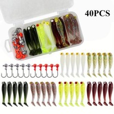40pcs/box Soft Fishing Lure 1.97in/0.12oz Jig Head Hook Fishing Tackle Box Pesca