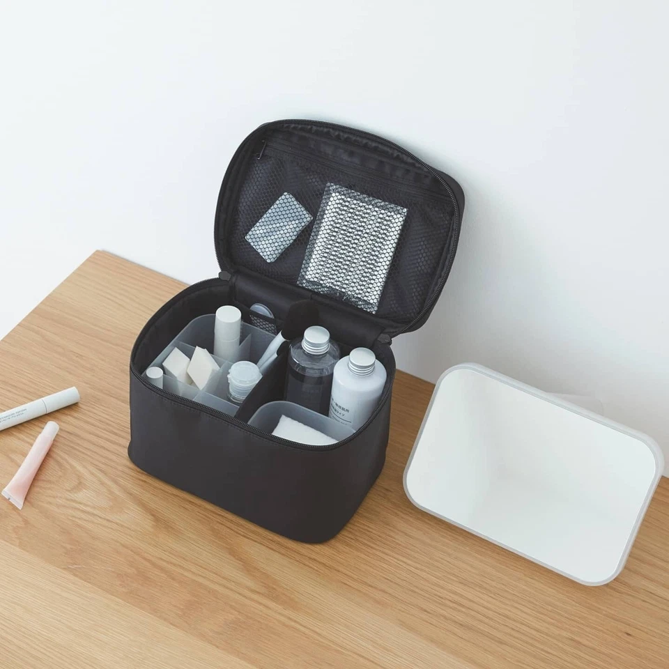 MUJI PP Bandeja de Maquillaje Cosmético Escritorio Espejo Organizador Organización Caja Tapa Foto 2 de 4