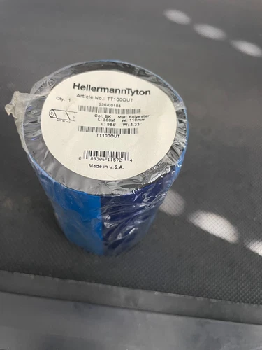 HellermannTyton TT100OUT Thermal Transfer Ribbon, 4.33" X 984', 1" Core, Black