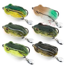 6/12PCS 3D Frog Soft Bait with Spinner Blade Double Hook Floating Baits for Bass