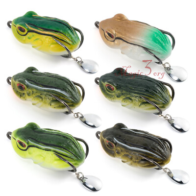 Double Hook Soft Plastic Frog Hooks 6/12PCS 3D Frog Soft Bait With