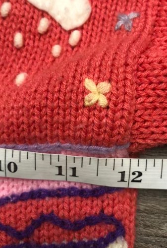 Peruvian Sweater Hoodie Girls 3-4 Pink Alpaca Chickens Birds Sun Flowers *hole - Picture 5 of 10