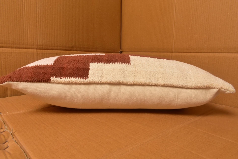 Funda Cojín Boho Chenille Kilim Tejida a Mano Almohada Decorativa Tribal Geométrica Foto 2 de 4