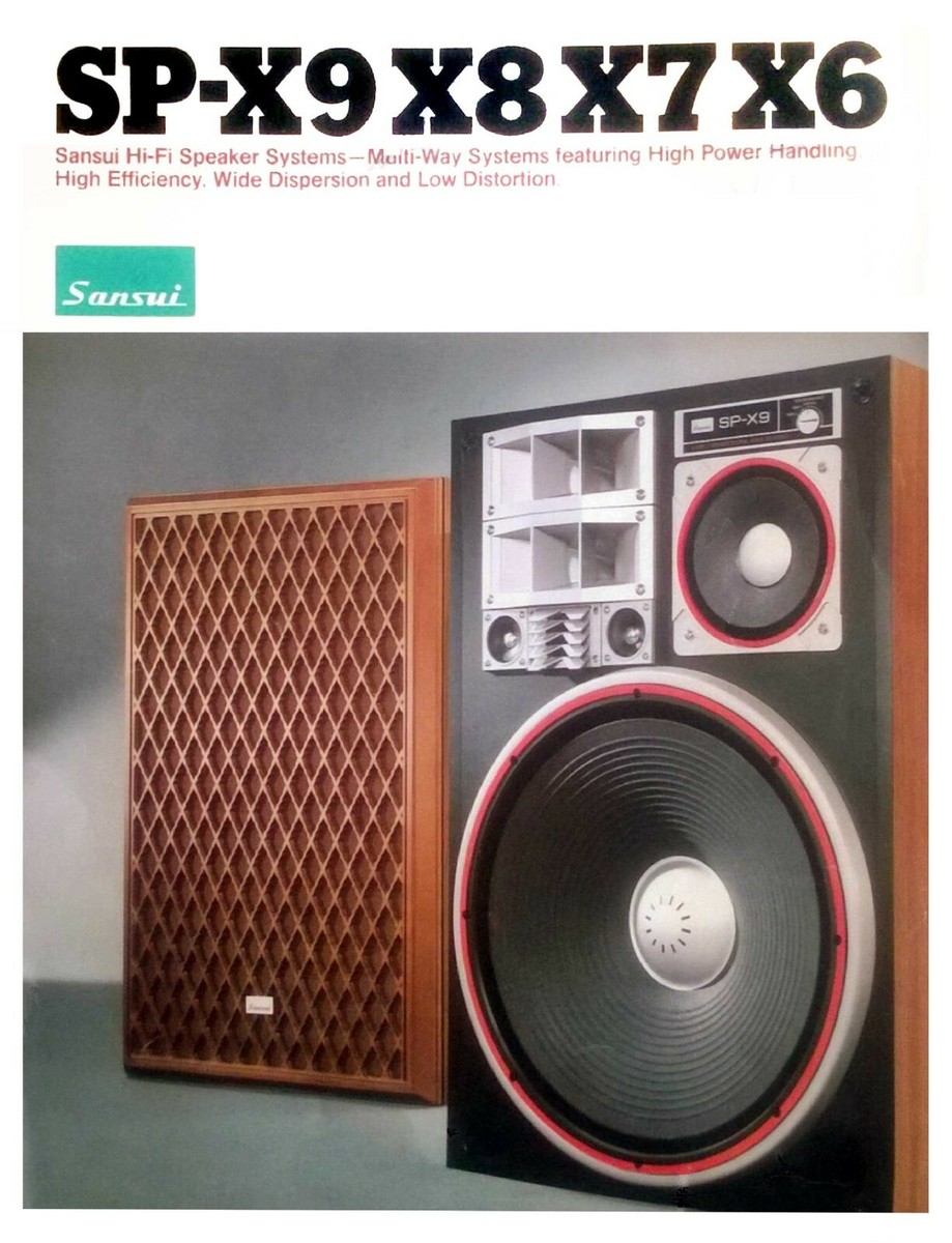 High resolution scans of the rare brochure for Sansui SP-X9 X8 X7