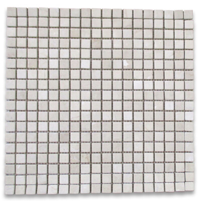 M22XT Tumbled Crema Marfil Marble 5/8x5/8 Square Mosaic NonSlip Shower Tile