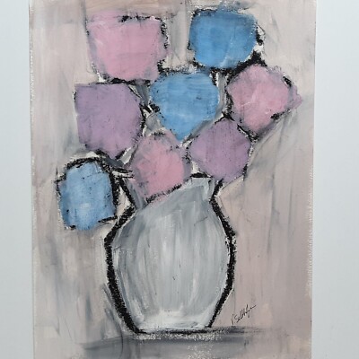 Floral Art Original Abstract Flower Acrylic Painting Expressive Minimalist 11x14
