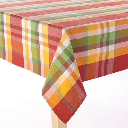 KOHL'S NWT $70 HARVEST PLAID Thanksgiving tablecloth oblong 60 X102 6  napkins