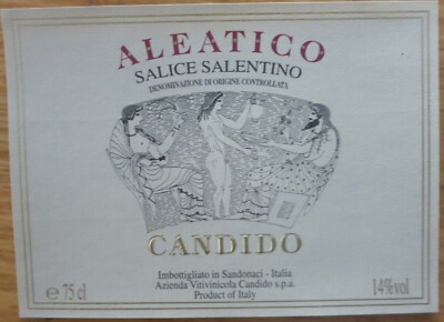Wine labels ITALY ALEATICO Salice Salentino CANDIDO wine labels