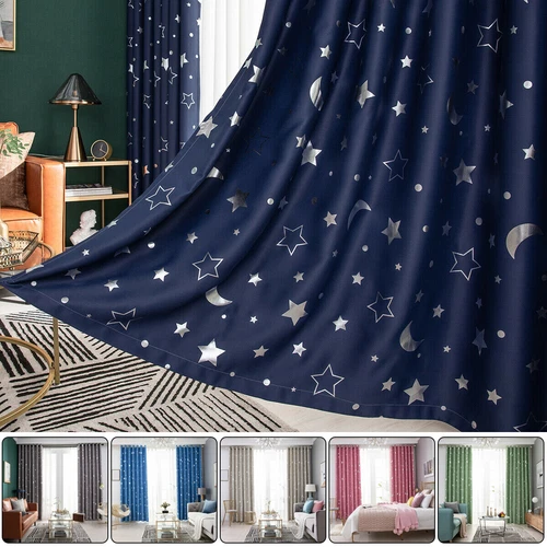 1 pieza cortinas de ventana oscuras estrella habitación aislamiento térmico niño dormitorio decoración regalo - Imagen 1 de 22
