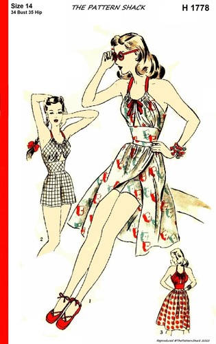 SPIELANZUG mit ROCK einteilig SELTEN Hollywood-Muster 1778 Vintage 1946 Nähmuster - Bild 3 von 6