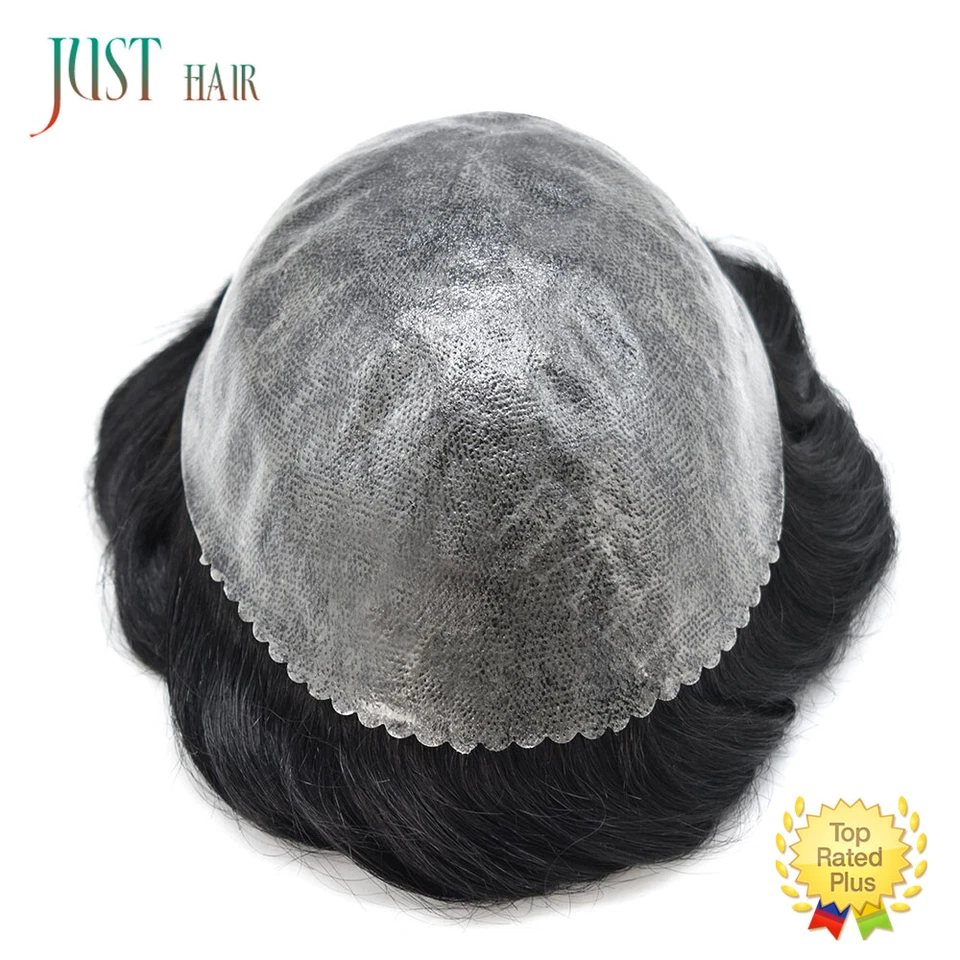 Mens Human Hair Replacement System Injection Skin Men Toupee Wig Hairpieces US - Image 3 of 4