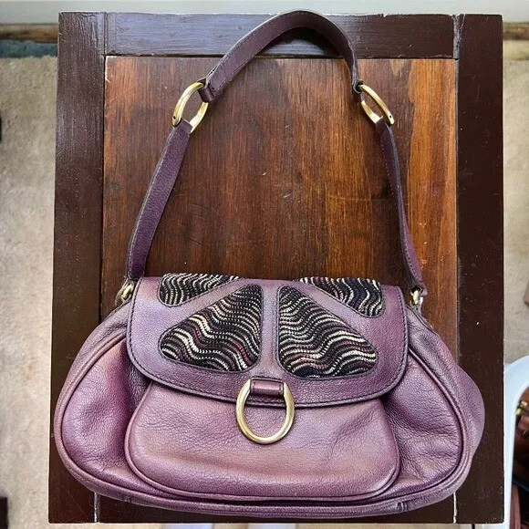 Missoni Y2K Made in Italy Purple Leather Shoulder Bag