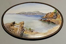 CM Hutschenreuther Porcelain Bavaria Germany Oval Scenic Plaque Hand Painted 