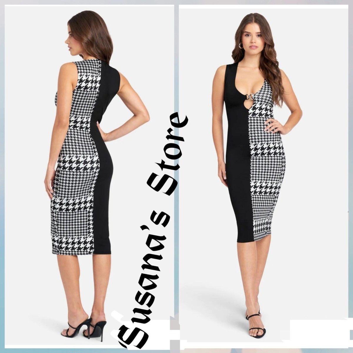 NWT BEBE SIZE XL PRINTED COLOR BLOCK HARDWARE DETAIL DRESS Gorgeous!! $149