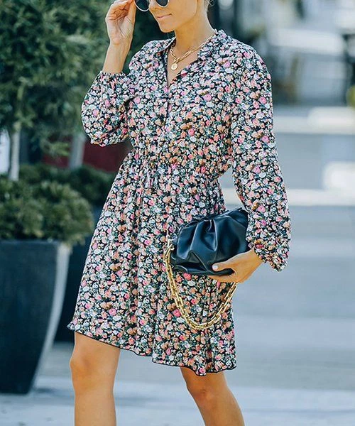 PDSF robe ligne A à manches évêque florales mode suprême taille moyenne neuve sans étiquette
