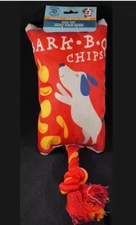  Bark B Q Chips - Plush Dog Toy - Squeaker & Rope - Greenbrier Kennel Club 10in