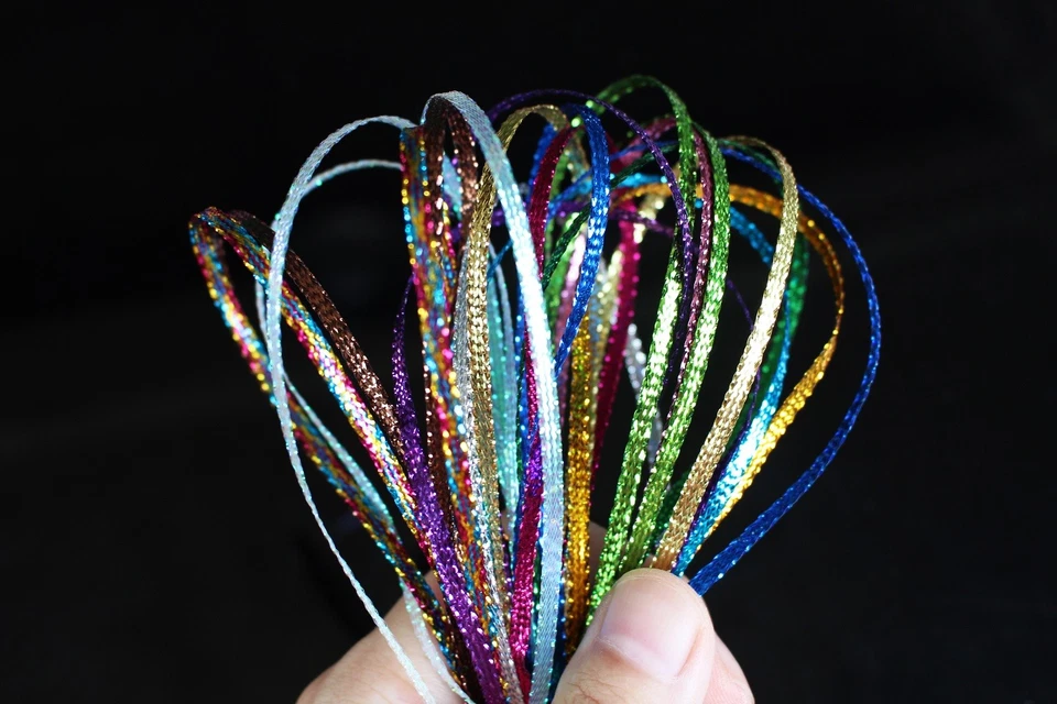 15 colors Flat Braided Lace Line 3mm Pearlescent Tones Rib Fly Tying Materials Foto 3 de 4