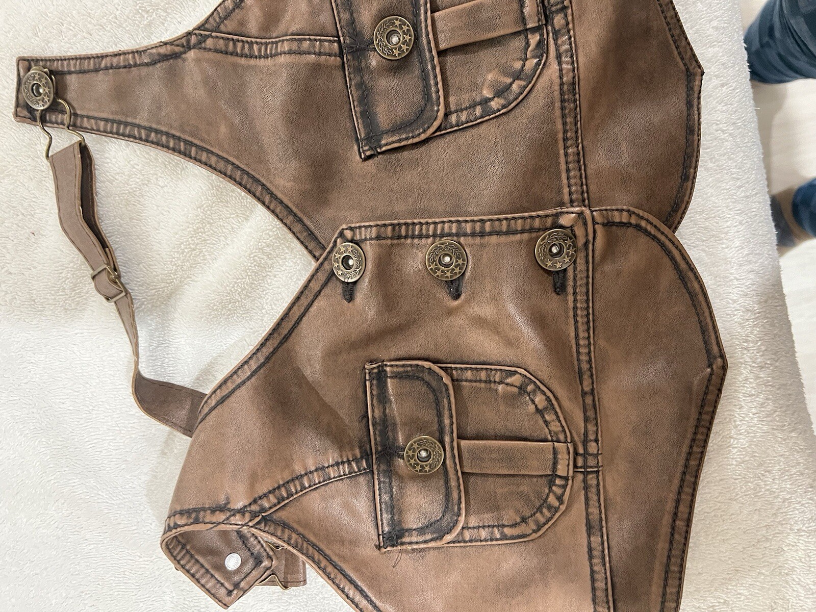 Last Kiss poly vinyl vest (or short shirt/halter) brown size L