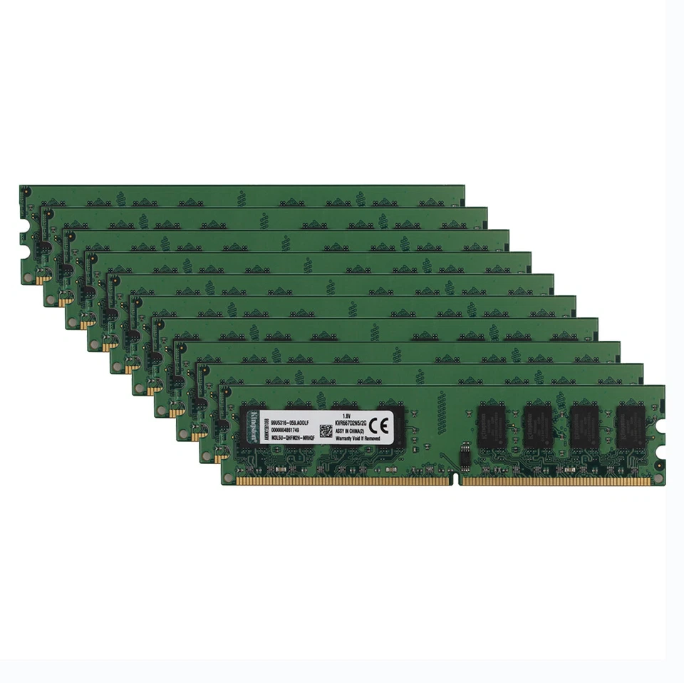 Kingston 10pcs 2GB PC2 5300U 2RX8 DDR2 667MHz Memory RAM DIMM Desktop 240pin" - Image 2 of 4