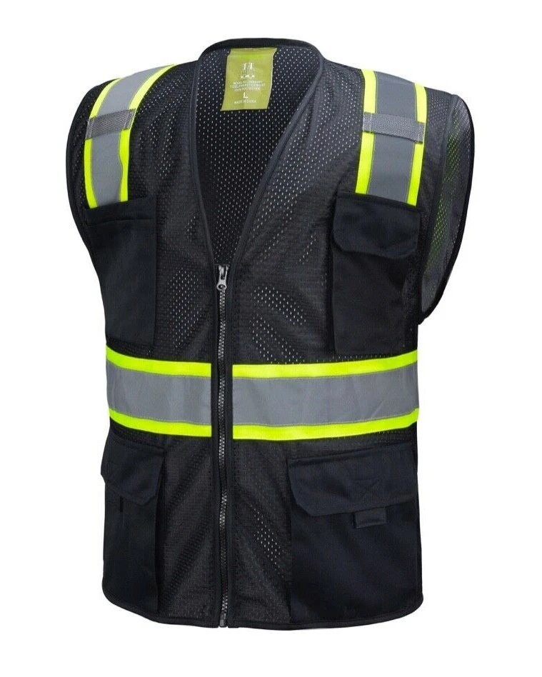 Black Two Tones Safety Vest ,With Multi-Pocket Tool - product detail image 1