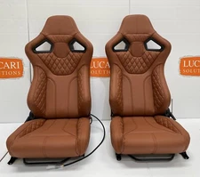 RXI low base pair full tan leather quilted front seats Fit Land Rover Defender