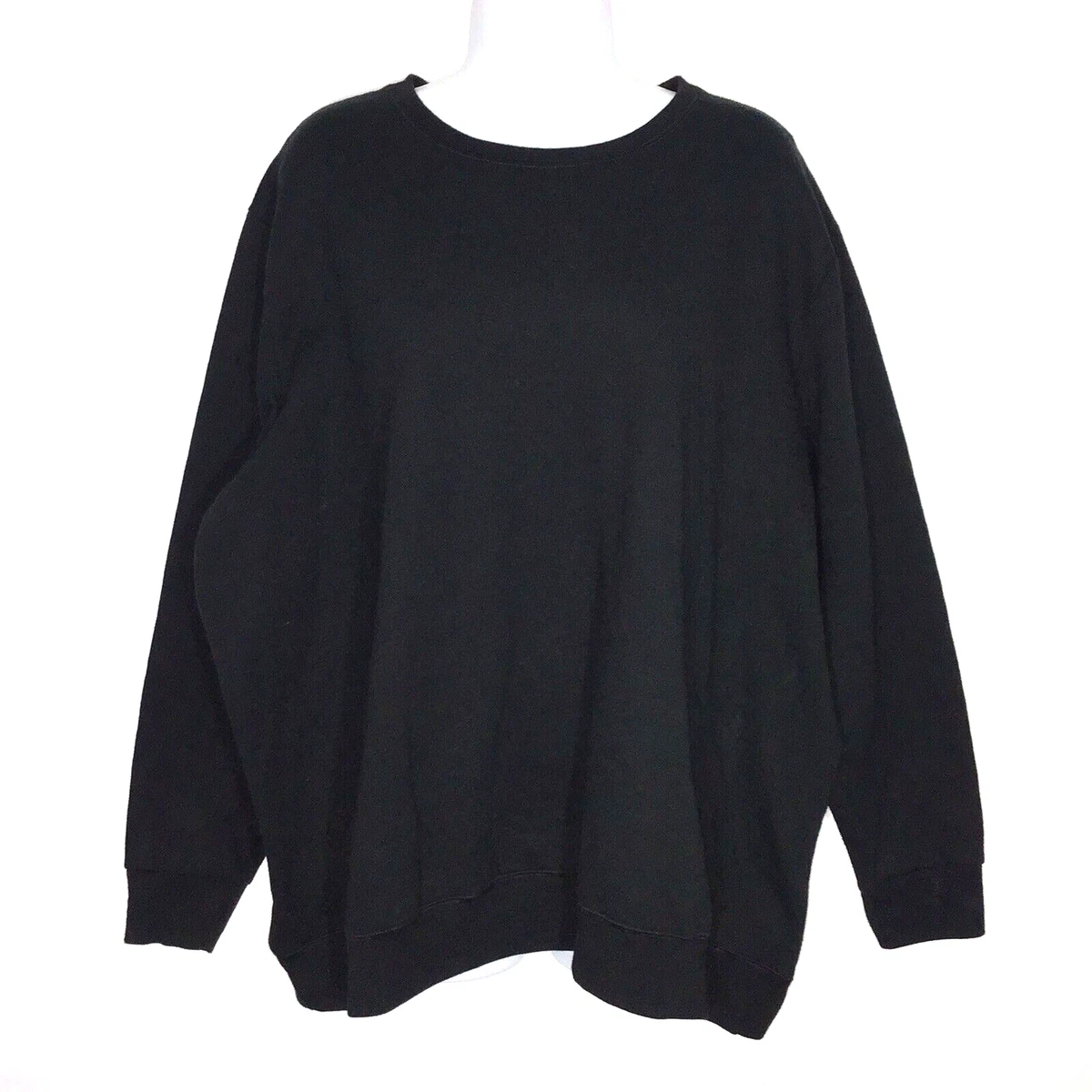 JMS Womens Sweatshirt Plus 3X Just My Size Solid Black Knit