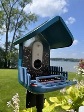 Picket Fence & Double Perch Combo for Bird Buddy Feeder (Medium Blue)