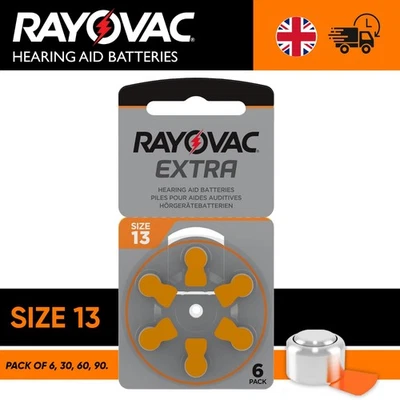 Rayovac Extra Advanced Hearing Aid Batteries Size 13 Orange Zinc Air Batteries
