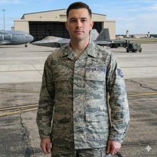 USAF ABU Camouflage Utility Uniform Coat Jacket 36R Air Force Staff Sergeant...