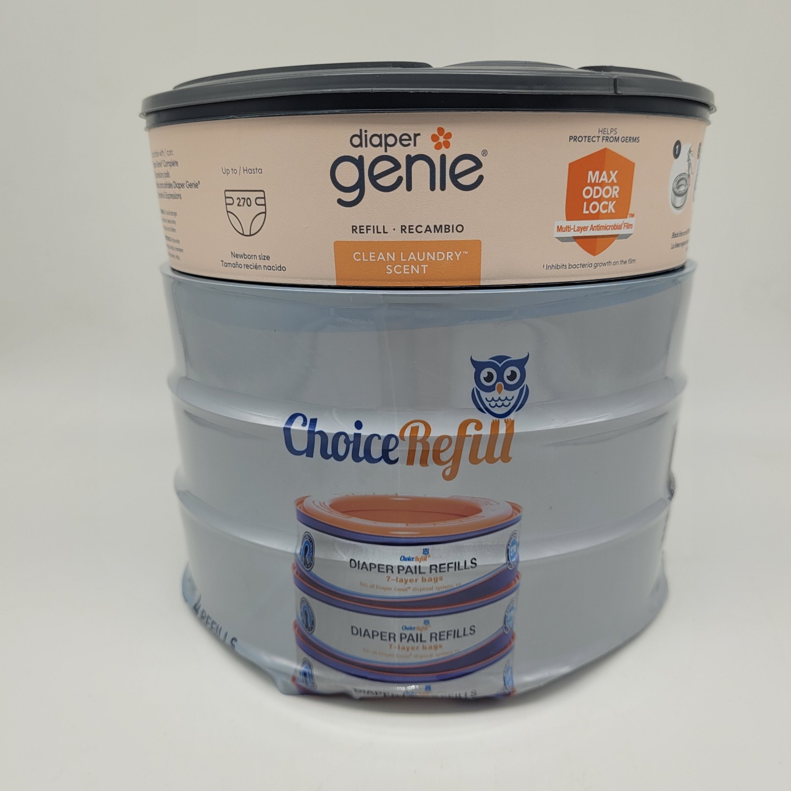 (3) Choice Refill Diaper Pail Liners Compatible With & 1 Diaper Genie Refill