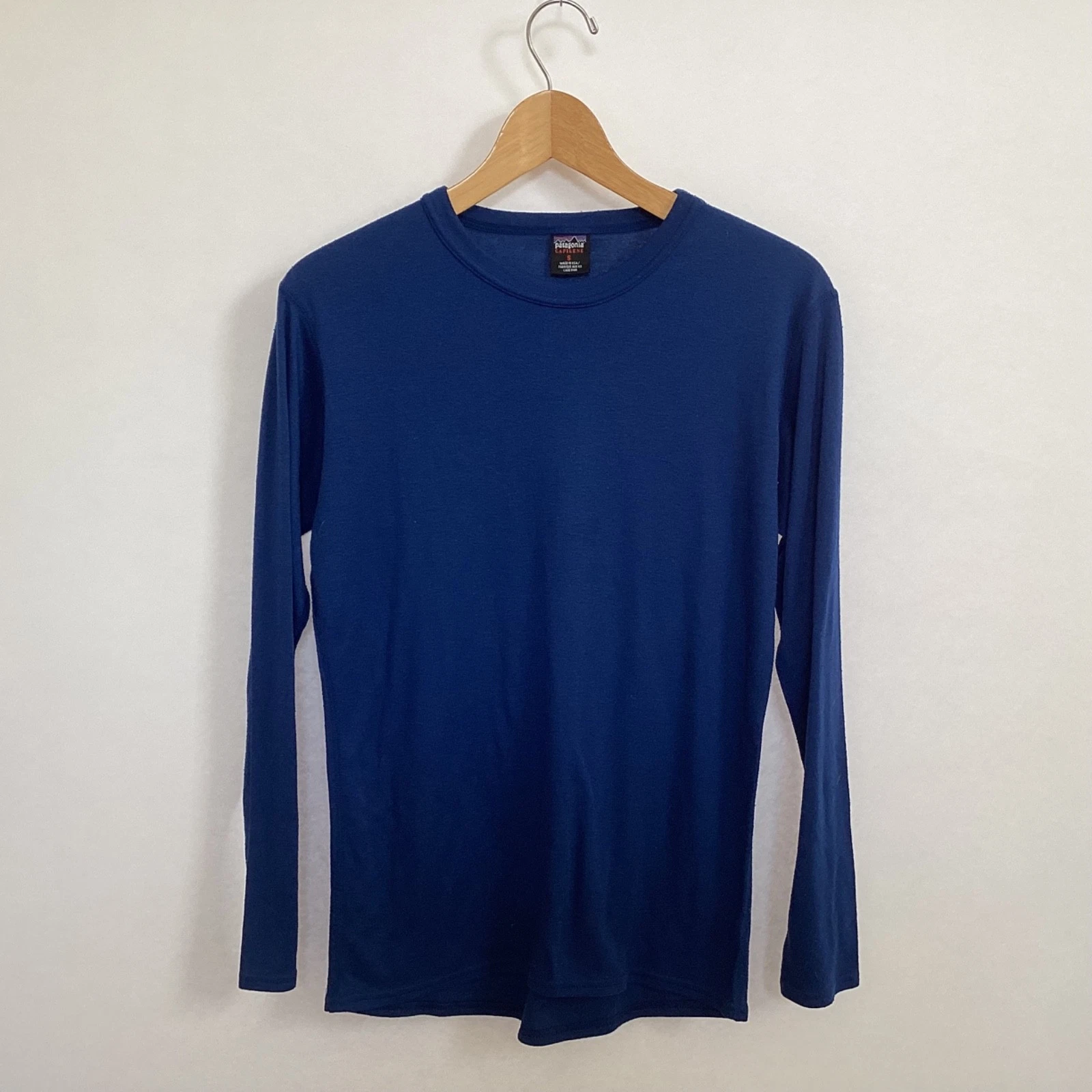 Vintage Patagonia Capilene Base Layer Top Size S Blue Long Sleeve Made in USA