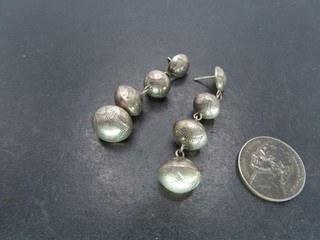 Vintage Sterling Silver Bench Beaded Earrings Unsigned 9.5g