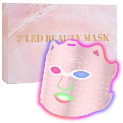 Pink RWSEFK Red Light Therapy Mask for Face,Blue Revive LED 7 Colors NEW