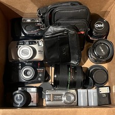 35mm Point and Shoot Camera Lot with Extra Lens and Parts Untested Not Working