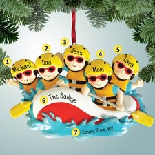 Personalized Rafting Family - 5 Christmas Ornament