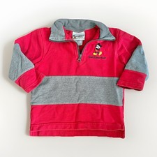 Vintage Disney World Mickey Mouse Toddler Quarter Zip Sweatshirt Red Gray 2T