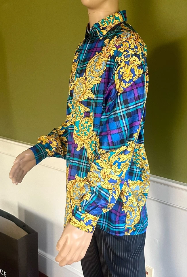 Gianni Versace, Colección V2, Camisa de Seda Pre-Muerte Para Hombre, X-Large Tupac/Biggie Foto 3 de 4