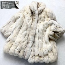SAGA FOX Real Fox Fur Coat Long Thick Silver Blue Fox 86cm F Luxury Authentic