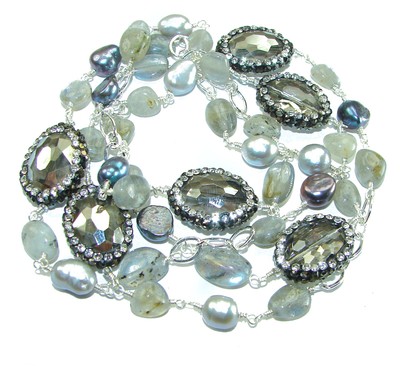Einzigartige tolle Turmalinierte Quarz Spinell .925 Sterling Silber Halskette