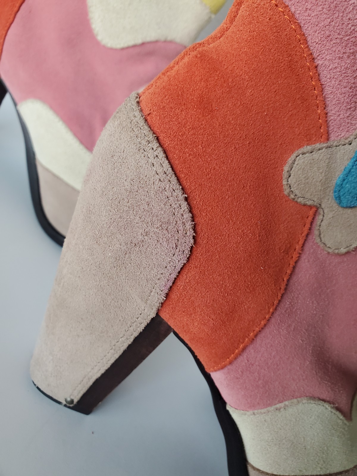 Y2K DIESEL Madchen Multicolor Patchwork Suede Cow… - image 16