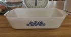 Vintage Anchor Hocking Fire King Blue Cornflower Milk Glass casserole Loaf Dish