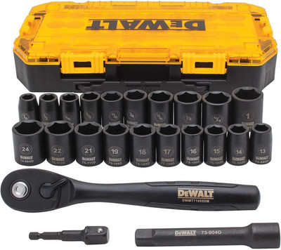 Impact Socket Set with Ratchet, Metric/Sae, 1/2'' Drive, 23-Piece Set with Case (