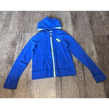 Abercrombie Kids Blue Zip Up Hoodie Size Small Moose Logo Lightweight Jacket