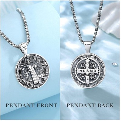 St Benedict Sterling Silver Necklace^